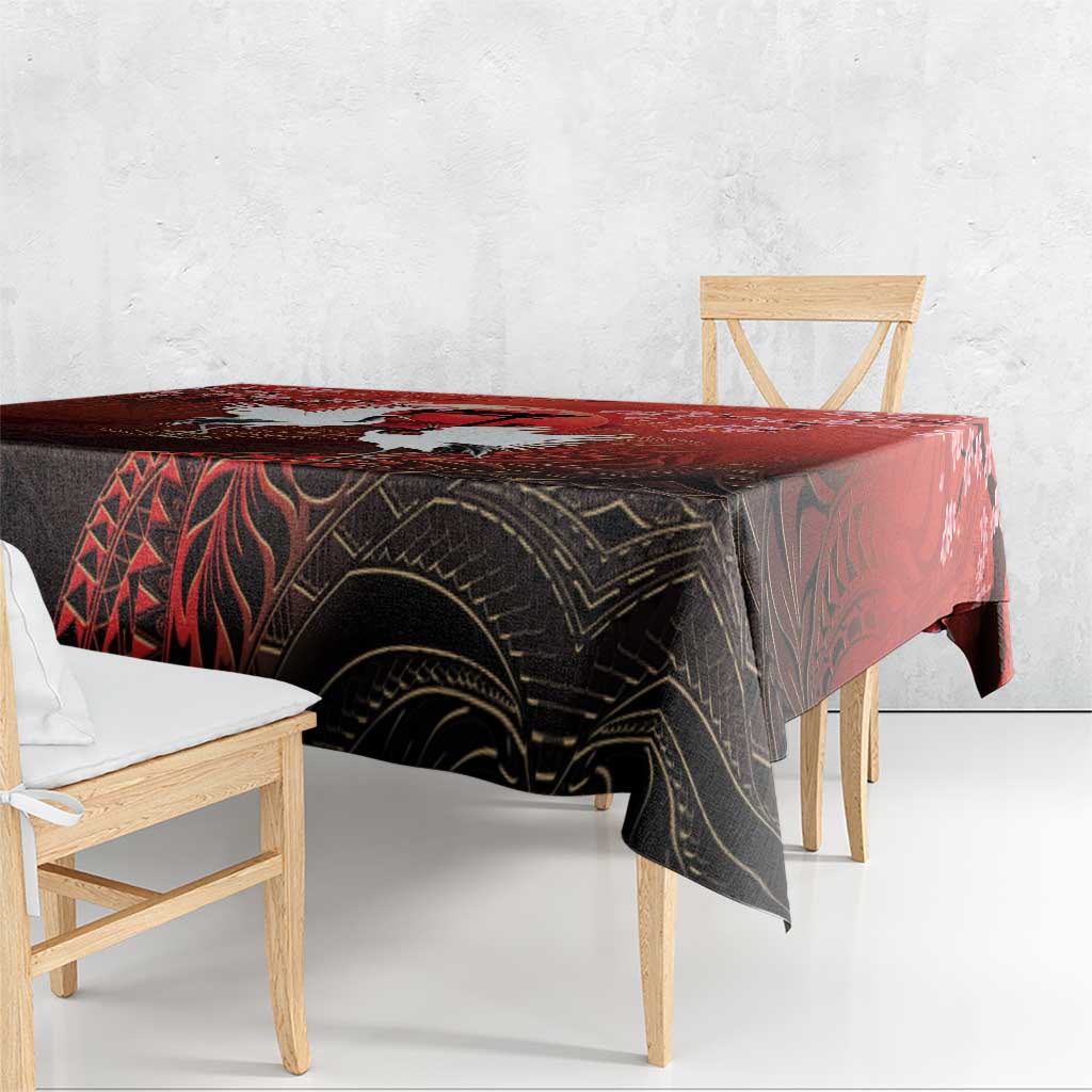 Hawaii and Japan Together Tablecloth Polynesian Art Tattoo With Cranes And Sakura LT05 - Polynesian Pride