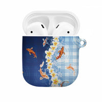 Hawaii And Japan AirPods Case Plumeria Lei With Koi Fish Blue LT05 Blue - Polynesian Pride