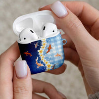 Hawaii And Japan AirPods Case Plumeria Lei With Koi Fish Blue LT05 - Polynesian Pride