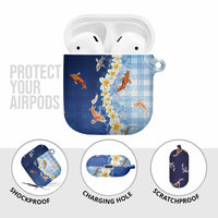 Hawaii And Japan AirPods Case Plumeria Lei With Koi Fish Blue LT05 - Polynesian Pride
