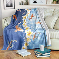 Hawaii And Japan Blanket Plumeria Lei With Koi Fish Blue LT05 Blue - Polynesian Pride