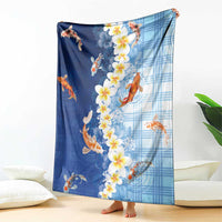 Hawaii And Japan Blanket Plumeria Lei With Koi Fish Blue LT05 - Polynesian Pride
