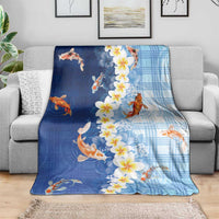 Hawaii And Japan Blanket Plumeria Lei With Koi Fish Blue LT05 - Polynesian Pride