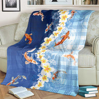 Hawaii And Japan Blanket Plumeria Lei With Koi Fish Blue LT05 - Polynesian Pride