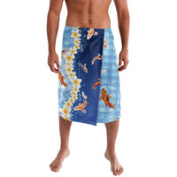 Hawaii And Japan Lavalava Plumeria Lei With Koi Fish Blue LT05 Blue - Polynesian Pride