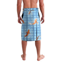 Hawaii And Japan Lavalava Plumeria Lei With Koi Fish Blue LT05 - Polynesian Pride