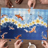 Hawaii And Japan Puzzle Plumeria Lei With Koi Fish Blue LT05 - Polynesian Pride
