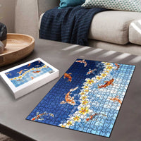 Hawaii And Japan Puzzle Plumeria Lei With Koi Fish Blue LT05 - Polynesian Pride