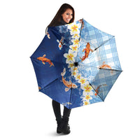 Hawaii And Japan Umbrella Plumeria Lei With Koi Fish Blue LT05 - Polynesian Pride