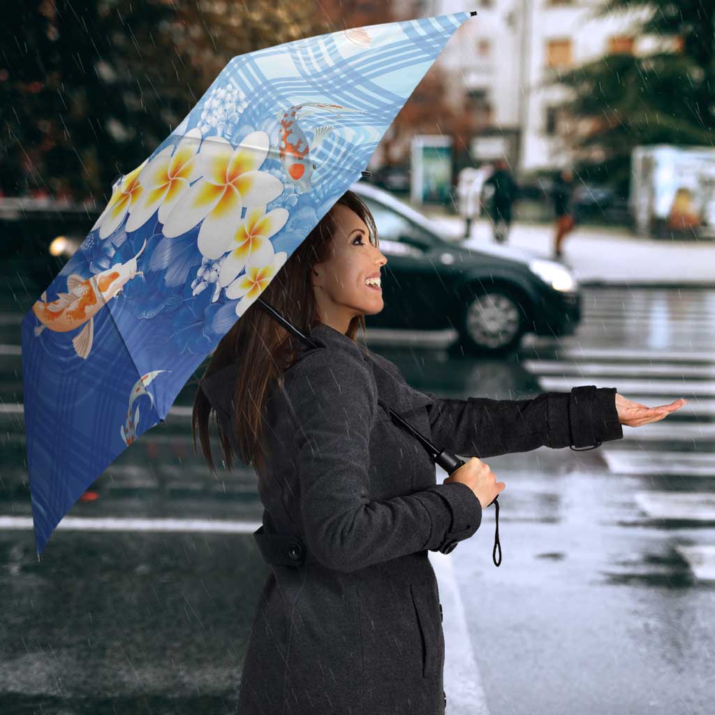 Hawaii And Japan Umbrella Plumeria Lei With Koi Fish Blue LT05 - Polynesian Pride