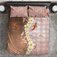 Hawaii And Japan Bedding Set Plumeria Lei With Koi Fish Beige LT05 Beige - Polynesian Pride