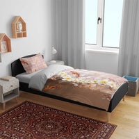 Hawaii And Japan Bedding Set Plumeria Lei With Koi Fish Beige LT05 - Polynesian Pride