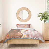 Hawaii And Japan Bedding Set Plumeria Lei With Koi Fish Beige LT05 - Polynesian Pride