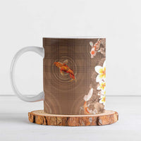 Hawaii And Japan Ceramic Mug Plumeria Lei With Koi Fish Beige LT05 Beige - Polynesian Pride