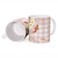 Hawaii And Japan Ceramic Mug Plumeria Lei With Koi Fish Beige LT05 - Polynesian Pride