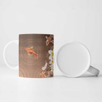 Hawaii And Japan Ceramic Mug Plumeria Lei With Koi Fish Beige LT05 - Polynesian Pride