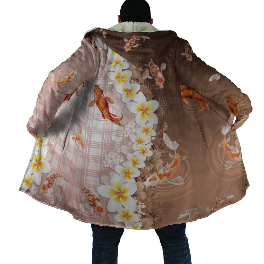 Hawaii And Japan Cloak Plumeria Lei With Koi Fish Beige LT05 - Polynesian Pride