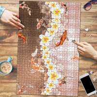 Hawaii And Japan Puzzle Plumeria Lei With Koi Fish Beige LT05 Beige - Polynesian Pride