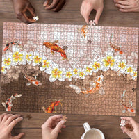 Hawaii And Japan Puzzle Plumeria Lei With Koi Fish Beige LT05 - Polynesian Pride