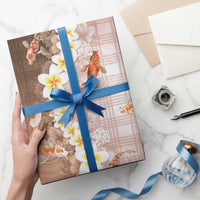 Hawaii And Japan Wrapping Paper Plumeria Lei With Koi Fish Beige LT05 - Polynesian Pride