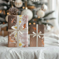 Hawaii And Japan Wrapping Paper Plumeria Lei With Koi Fish Beige LT05 - Polynesian Pride