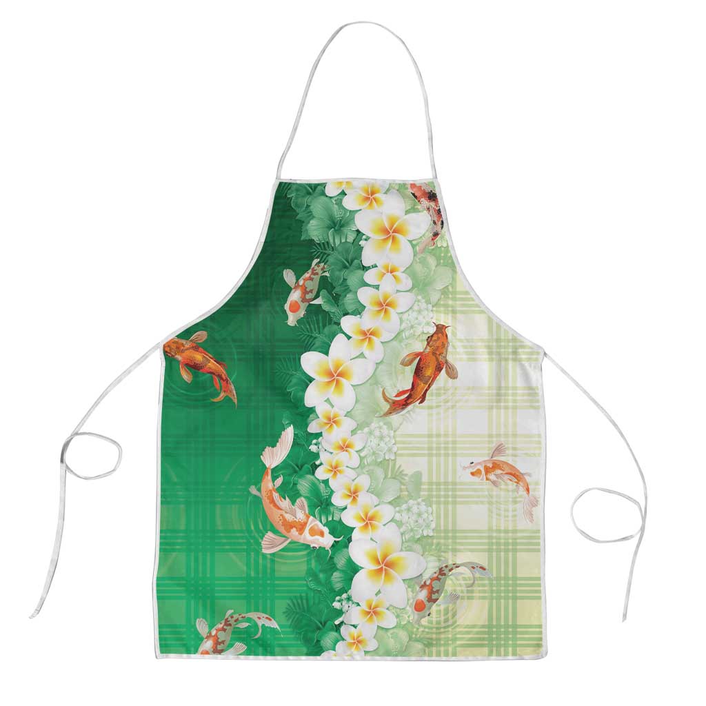 Hawaii And Japan Apron Plumeria Lei With Koi Fish Green LT05 Green - Polynesian Pride