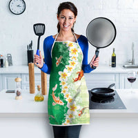 Hawaii And Japan Apron Plumeria Lei With Koi Fish Green LT05 - Polynesian Pride
