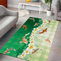 Hawaii And Japan Area Rug Plumeria Lei With Koi Fish Green LT05 - Polynesian Pride