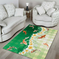 Hawaii And Japan Area Rug Plumeria Lei With Koi Fish Green LT05 - Polynesian Pride