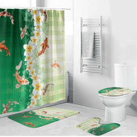 Hawaii And Japan Bathroom Set Plumeria Lei With Koi Fish Green LT05 Bathroom Set (4 pcs) Green - Polynesian Pride