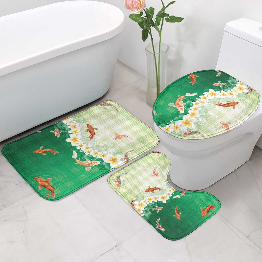 Hawaii And Japan Bathroom Set Plumeria Lei With Koi Fish Green LT05 - Polynesian Pride