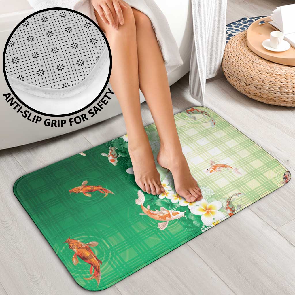 Hawaii And Japan Bathroom Set Plumeria Lei With Koi Fish Green LT05 - Polynesian Pride