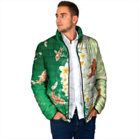 Hawaii And Japan Padded Jacket Plumeria Lei With Koi Fish Green LT05 - Polynesian Pride