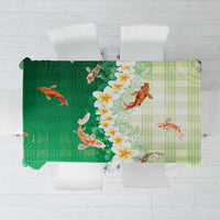 Hawaii And Japan Tablecloth Plumeria Lei With Koi Fish Green LT05 Green - Polynesian Pride