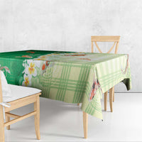 Hawaii And Japan Tablecloth Plumeria Lei With Koi Fish Green LT05 - Polynesian Pride