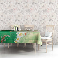 Hawaii And Japan Tablecloth Plumeria Lei With Koi Fish Green LT05 - Polynesian Pride