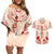 Siva Samoa Couples Matching Off Shoulder Short Dress and Hawaiian Shirt Samoan Taupou With Polynesian Pattern LT05 Beige - Polynesian Pride