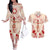 Siva Samoa Couples Matching Off The Shoulder Long Sleeve Dress and Hawaiian Shirt Samoan Taupou With Polynesian Pattern LT05 Beige - Polynesian Pride