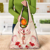 Siva Samoa Grocery Bag Samoan Taupou With Polynesian Pattern LT05 - Polynesian Pride