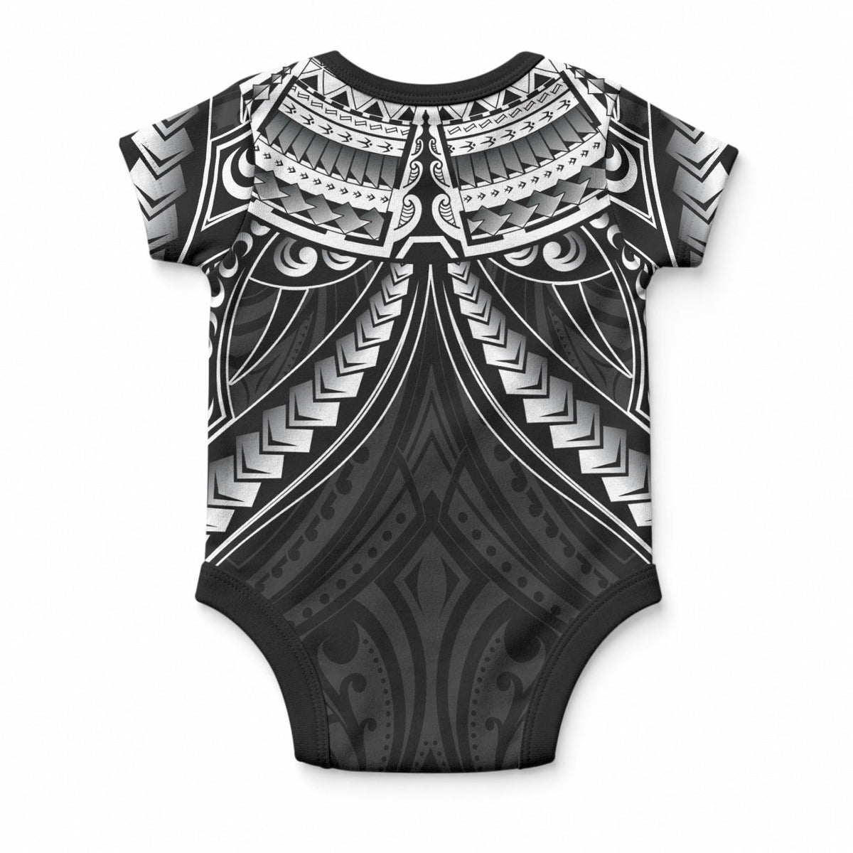 New Zealand Morepork Baby Onesie Maori Pattern Black LT05 - Polynesian Pride