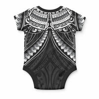 New Zealand Morepork Baby Onesie Maori Pattern Black LT05 - Polynesian Pride