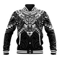 New Zealand Morepork Baseball Jacket Maori Pattern Black LT05 Unisex Black - Polynesian Pride