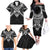 New Zealand Morepork Family Matching Off The Shoulder Long Sleeve Dress and Hawaiian Shirt Maori Pattern Black