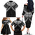 New Zealand Morepork Family Matching Off The Shoulder Long Sleeve Dress and Hawaiian Shirt Maori Pattern Black