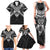 New Zealand Morepork Family Matching Tank Maxi Dress and Hawaiian Shirt Maori Pattern Black