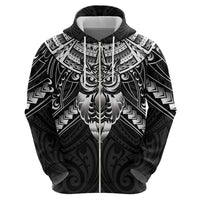 New Zealand Morepork Hoodie Maori Pattern Black LT05 - Polynesian Pride