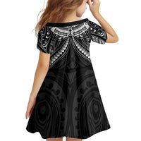 New Zealand Morepork Kid Short Sleeve Dress Maori Pattern Black LT05 - Polynesian Pride