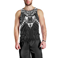 New Zealand Morepork Men Tank Top Maori Pattern Black LT05 - Polynesian Pride