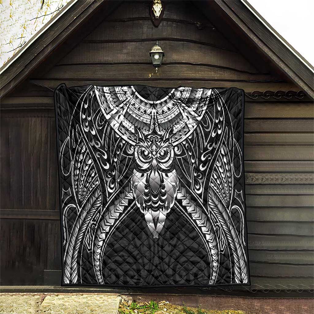 New Zealand Morepork Quilt Maori Pattern Black LT05 - Polynesian Pride