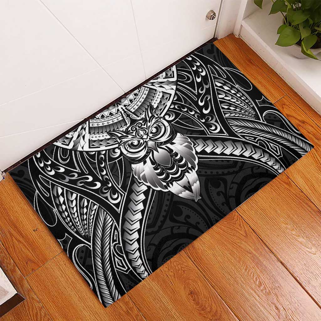 New Zealand Morepork Rubber Doormat Maori Pattern Black LT05 - Polynesian Pride